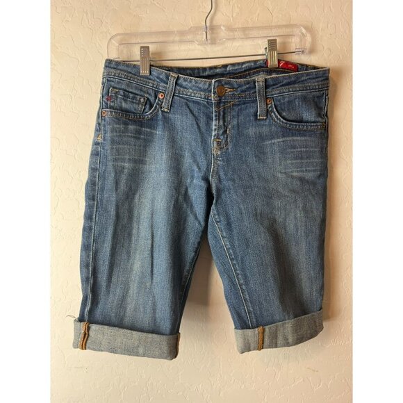 Women Seven7 Cut Off Jean Shorts Sz 30 Medium Wash - Picture 2 of 8